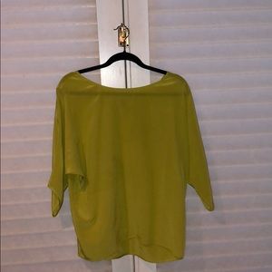 Vince chartreuse silk top